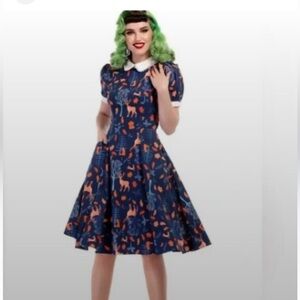 Collectif Vintage PETA friends forest print dress 4X